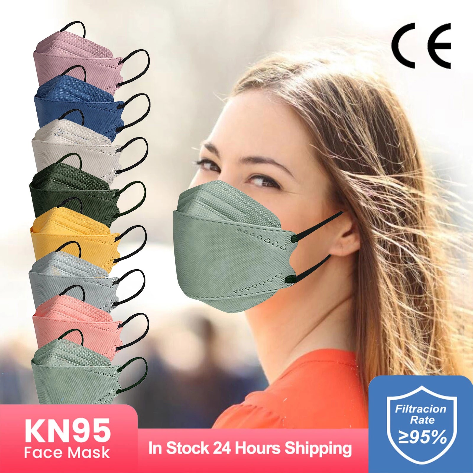 Adult Mask FFP 2 Morandi Fish Mask KN95 10-100pcs Mascarillas FPP2 Korean KN 95 Masks Black FFP2MASK 4 Layer Face Masks FP2