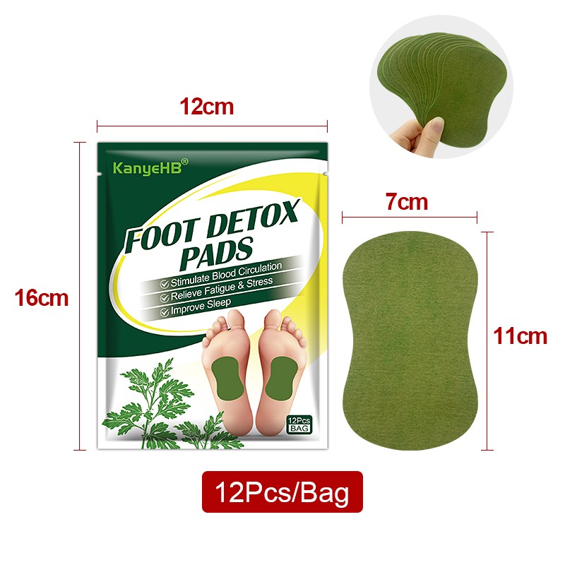 12pcs Wormwood Ginger Foot Detox Patch Relieve Stress Help Sleep Body Detox Cleansing Slimming Pads Body Detox Weight Loss