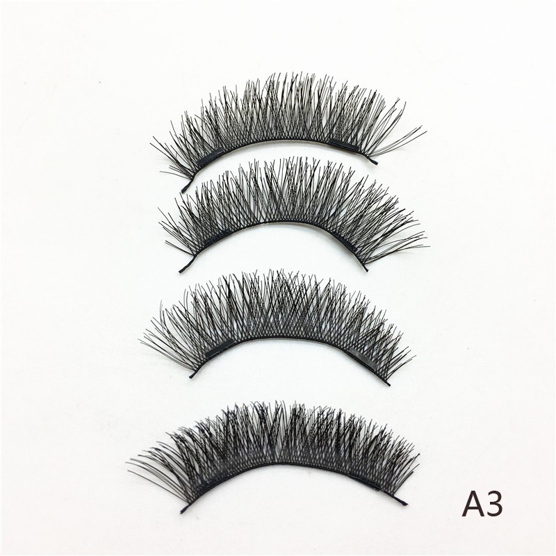 4pcs Natural False Eyelashes 3D Magnetic Eyelashes Reusable Mink Eyelashes Eyeliner Double Magnet Full Strip Magnetic Soft Lashes