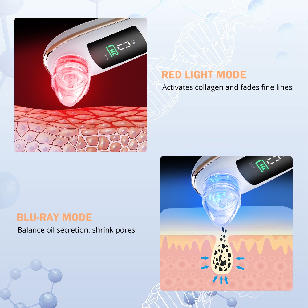 Electric Red and Blue Light Blackhead Remover Blackhead Pore Cleaner Acne Removal Deep Cleaning Skin Care