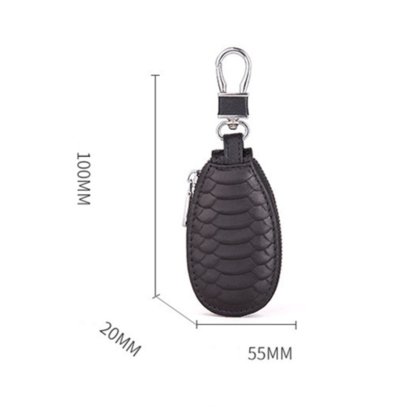 Snake Grain Cowhide Men's Key Car Key Case Protector Real Leather Zipper Key Wallet Waist Hanging Keychain Housekeeper Cover