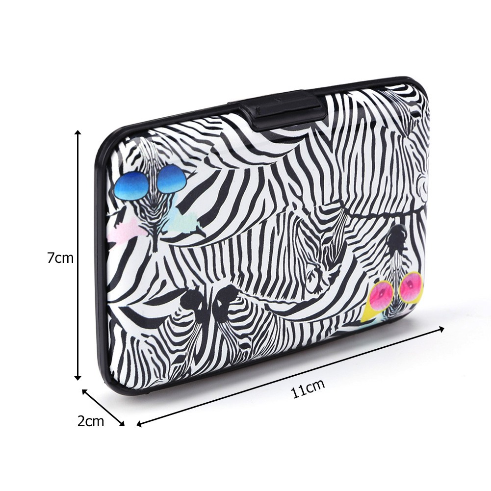 Aluminum Credit Card Holder Zebra Pattern Wallet Men Women Metal Wallet Case Credit Card Business Case Wallet