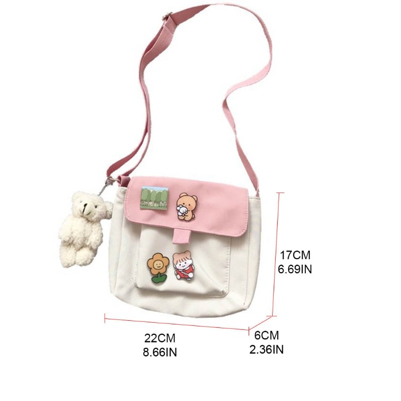 Shopping Bags Women Sweet Kawaii Printed Canvas Leisure Daily Crossbody Shopping Bag Purse New