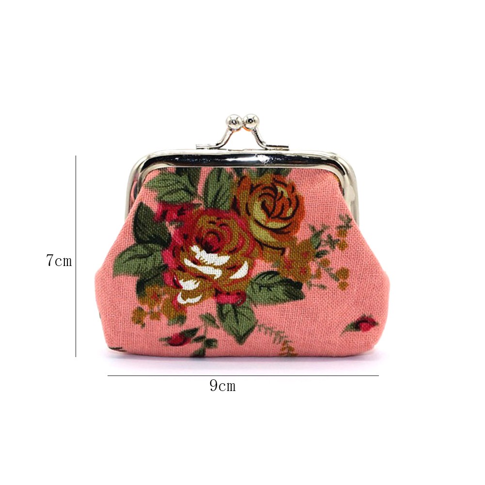 Fashion Vintage Floral Buckle Women Wallet Elegant Lady Retro Clutch Hasp Mini Cotton Bag Coin Purse Headphone Bag Coin Bag