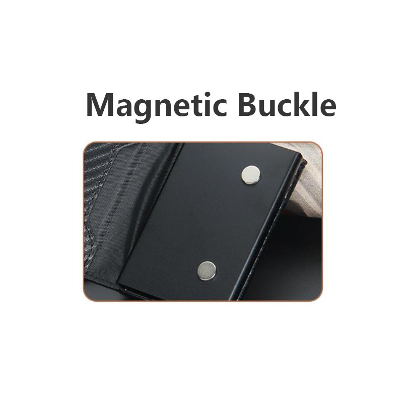 RFID Men's Carbon Fiber Mini Wallet Magnetic Button Smart Wallet Zipper Coin Purse Aluminum Alloy Slim Anti-theft Wallet for Men