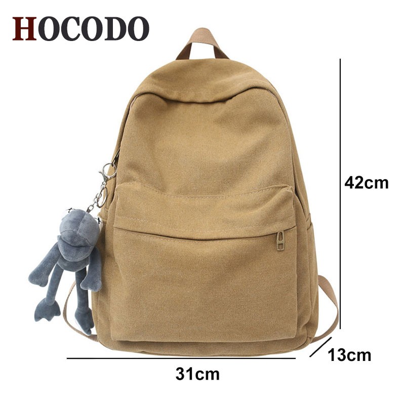 Fashion Canvas Women School Bags School Bags For Teenage Girls High Quality Solid Color Backpack Women Travel Book Bag