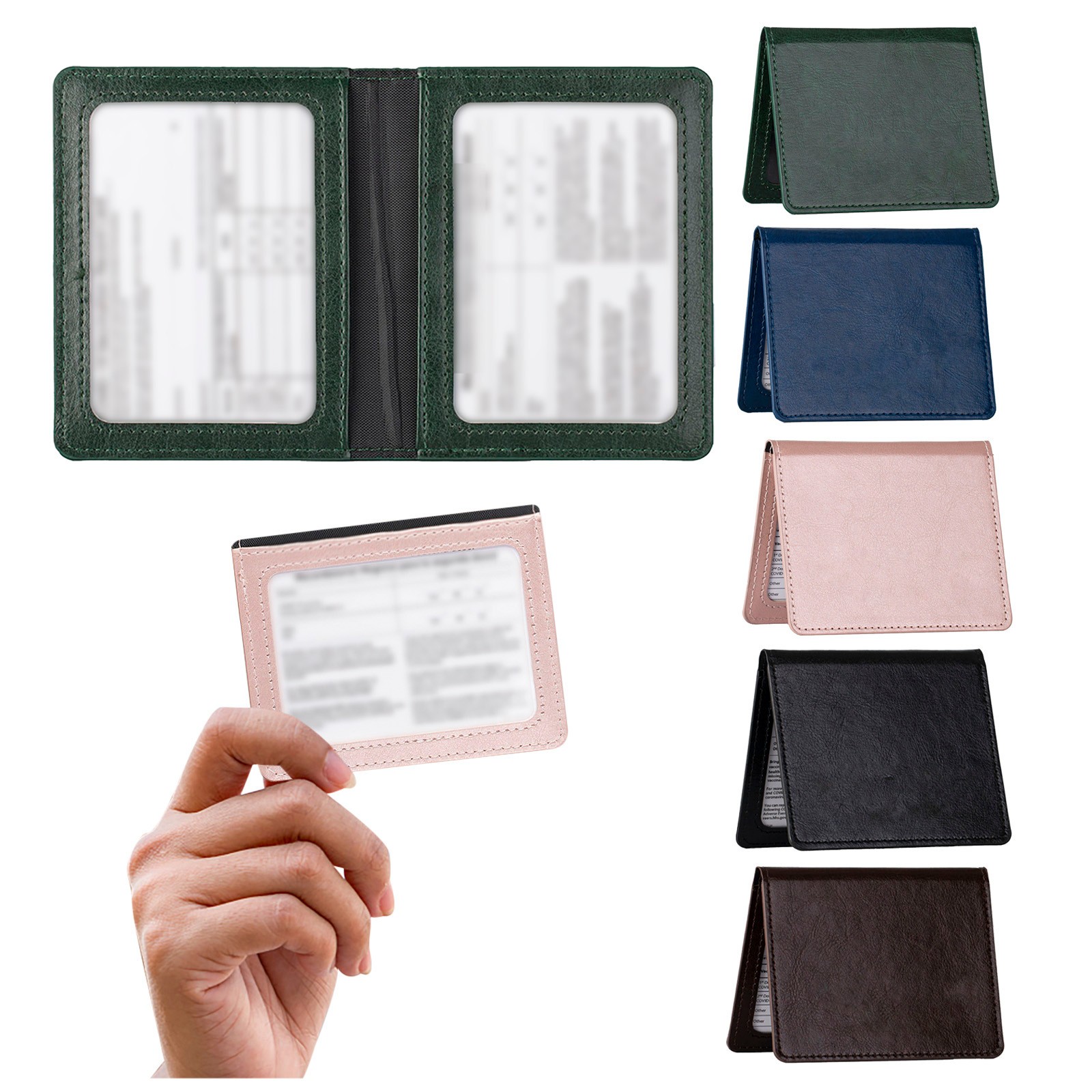 Multifunctional Leather Protective Cover For Small Card Certificate US Vaccine Document Protection Holster Card Wrap Wallet