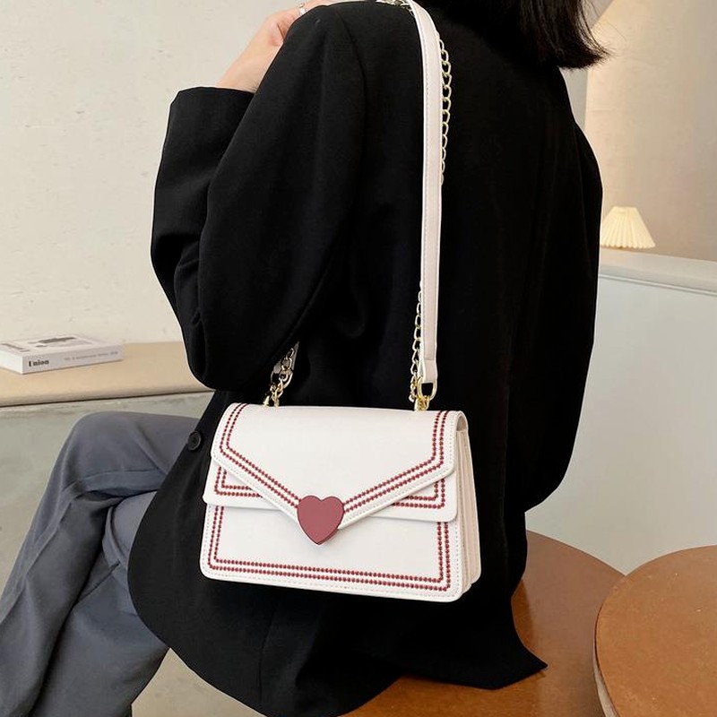 Xiuya Cute Crossbody Messenger Bag for Women New Female Shoulder Quilted Bag Purses Japanese Kawaii Heart Women Handbag 2021