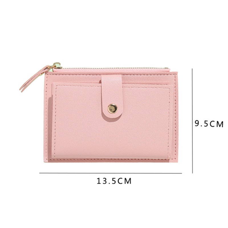 Men Women Fashion Solid Color Credit Card ID Card Multiple Slot Zipper Card Holder Casual PU Leather Coin Purse Pocket Wallet