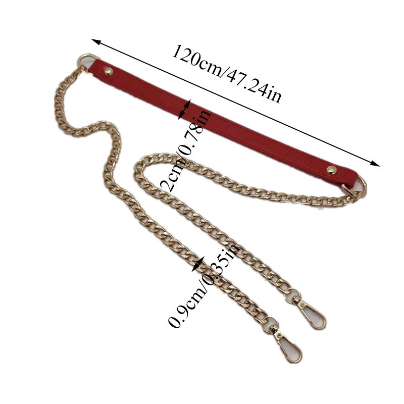 120cm Shoulder Bag Straps PU Leather Metal Chain Handbag Handle for Women Handbags Chain Strap Replacement Bag Accessories