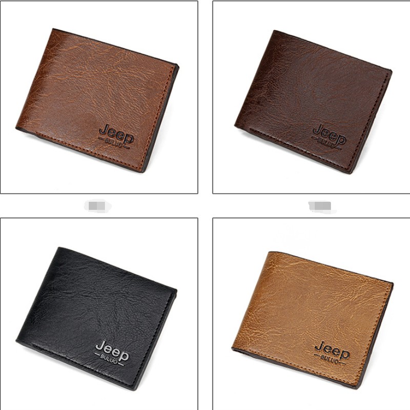 Men Wallet Solid Color Retro Wallet OL Short Clutch Bag PU Leather Business Card Holder Coin Purse Money Clip With Letter Pocket