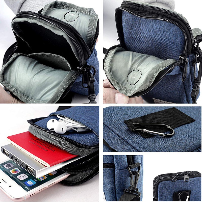 Travel Small Shoulder Neck Bag Messenger Passport Holder Cover Belt Pouch Crossbody Bag With Shoulder Strap