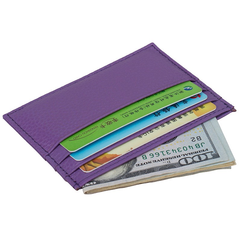 100% Genuine Cowhide ID Card Holder Candy Color Bank Credit Card Gift Box Multi Card Slot Slim