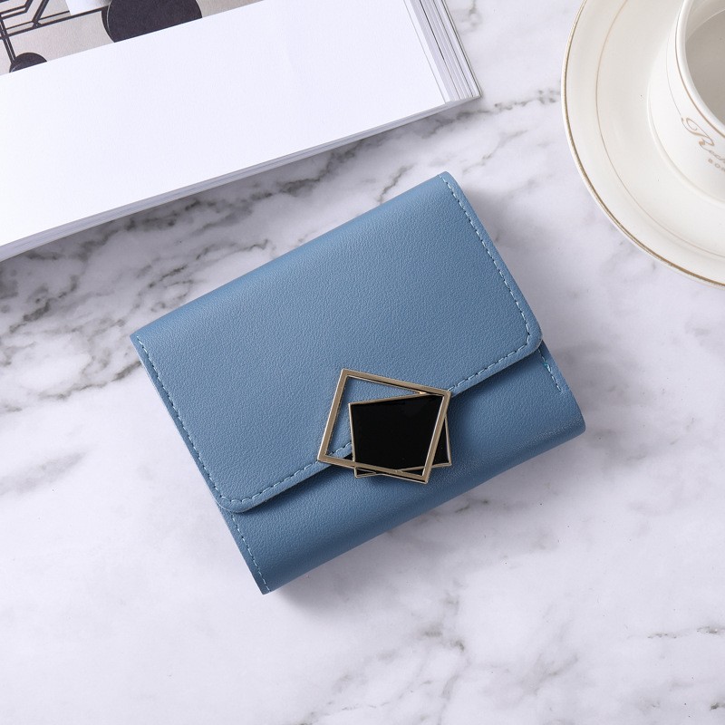 New female wallet new short new three fold multi card slot large capacity anti-demagnetization student coin purse female