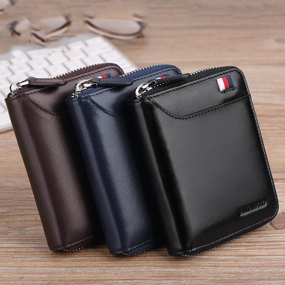 Fashionable Leather Wallet for Men, Fashion Genuine Leather Men Wallet Zipper Coin Clip Card Holder Pl283