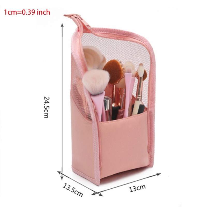 Travel Makeup Brush Bag Portable Cosmetic Brush Holder Organizer Waterproof Stand Makeup Brush Purse Zipper Cosmetic Bag