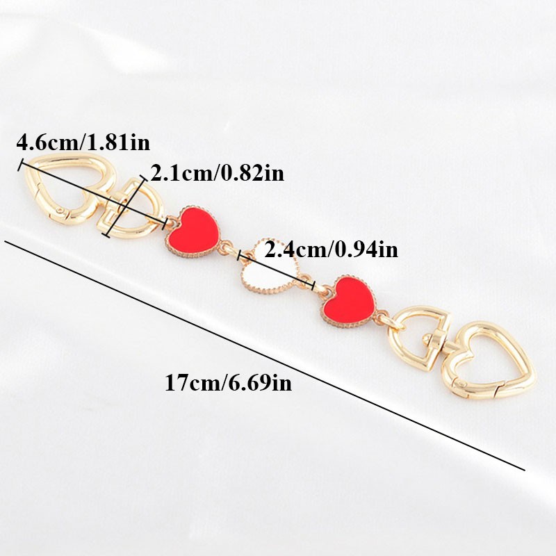 1pc Heart-shaped Bag Extension Chain Strap Handbag Shoulder Strap All-match Bag Accessories with Hanging Buckle Exquisite Decor