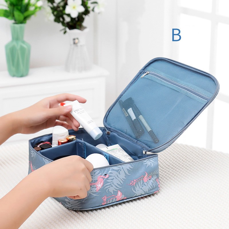 Travel Cosmetic Bag with Flamingo Patterns for Women, Zipper Trunk Makeup Bag, Storage Bag, Toiletry Box