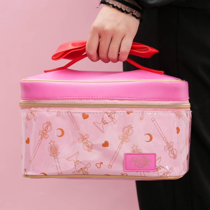 Japanese sailor moon make up bag leather cosmetic storage bag cute cartoon large capacity cosmetic bag