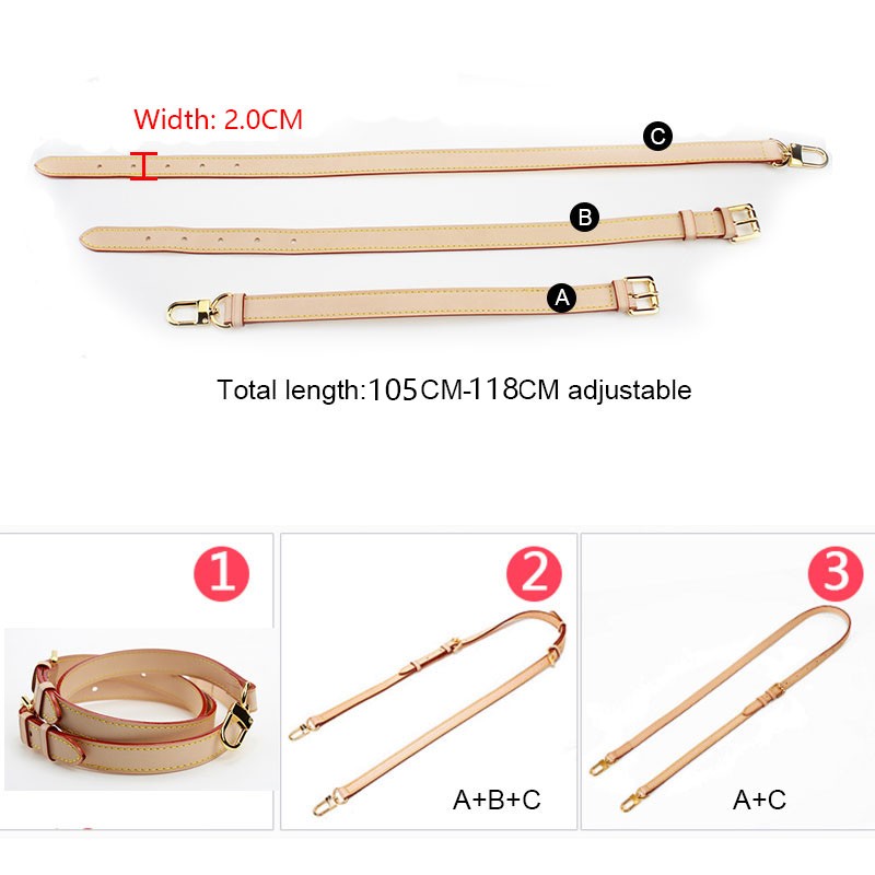 BAMADER Brand High Quality Genuine Leather Bag Strap Length 107cm-119cm Luxury Adjustable Shoulder Strap Women Bag Accessories