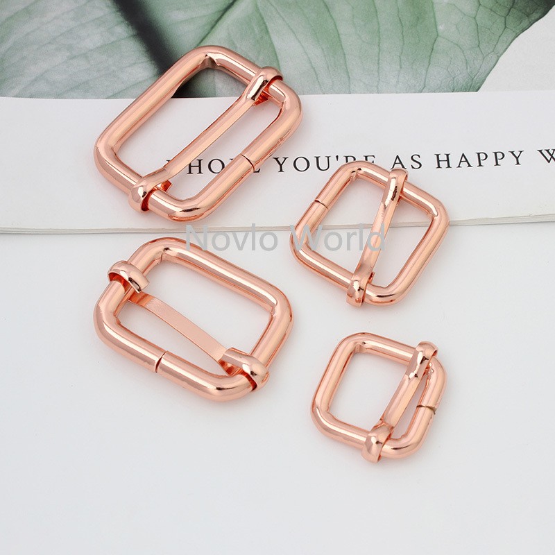 10-50pcs 6 colors 4 size 16mm 20mm 26mm 33mm rose gold slider buckle DIY strap tape roll buckle strap adjuster tri-slide buckle