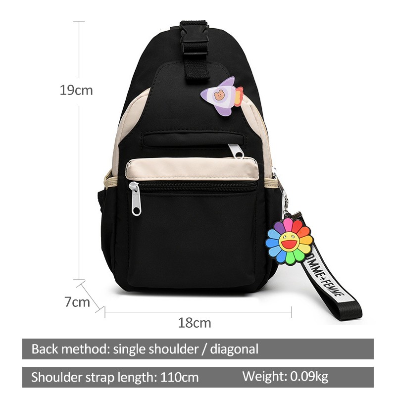 Women INS Fashion Shoulder Bag Messenger Bag Teenager School Crossbody Bags Canvas Canvas Chest Bag for Female Sports Travel Package