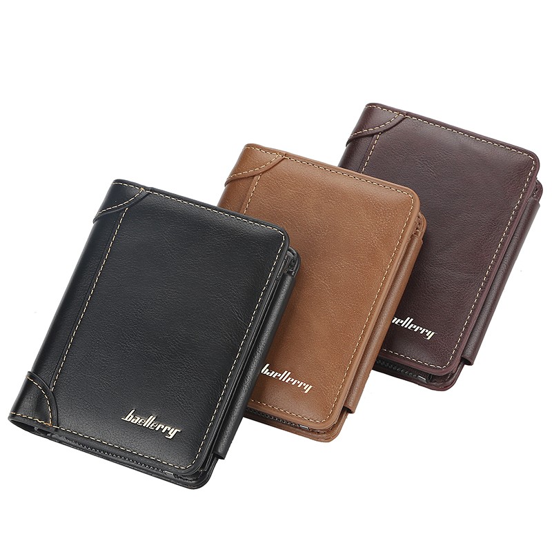 Men's Leather Wallet Card Holder Vintage Wallet Zipper High Quality New Collection 2021