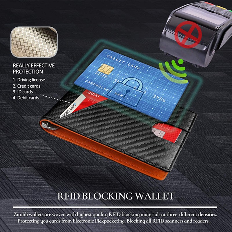 DIENQI Carbon Fiber RFID Men Wallets Money Bag Slim Thin Card Wallet Men Luxury Male Small Short Wallet Bi-fold Vallet Billfold