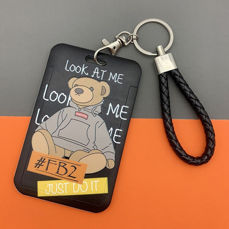 Cartoon Men Cool Boy Girl ID Credit Card Holder Bank Students Bus Card Case Hand Rope Baby Visit Door Card ID Badge Cover