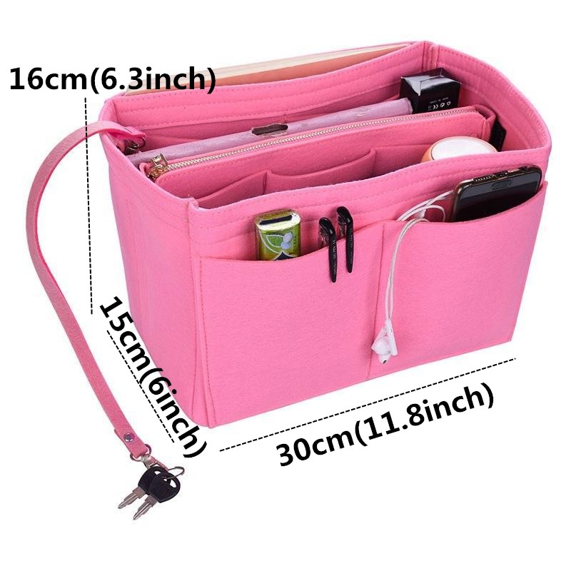 New Popular Women Makeup Organizer Felt Cloth Insert Bag Multifunction Travel Cosmetic Bag Girl Toiletry Storage Liner Bags