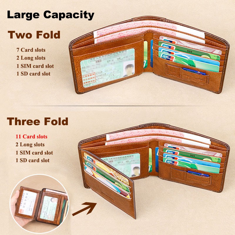 الرجال تتفاعل حجب محفظة جلدية حقيقية Bifold خمر سليم قصيرة متعددة الوظائف سعة كبيرة جلد البقر محفظة المال كليب