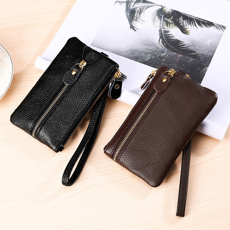 Classic leather wallet for men and women, multi-purpose genuine leather wallet for keys and household toiletries