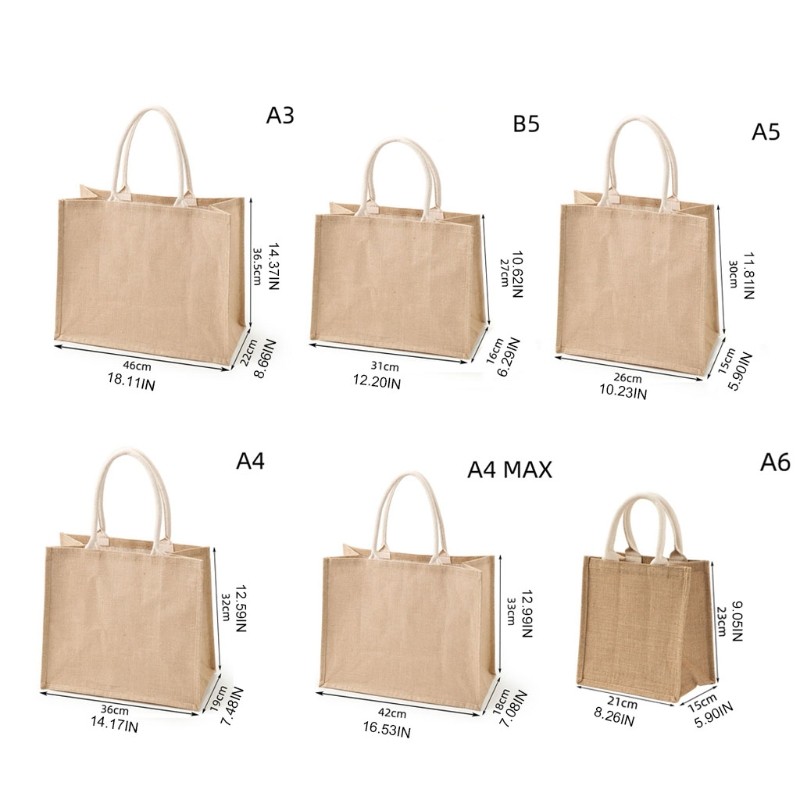 Durable Jute Shopping Bag Large Capacity Reusable Women Girls Travel Beach Bag Portable Bag Storage Organizer Handbag