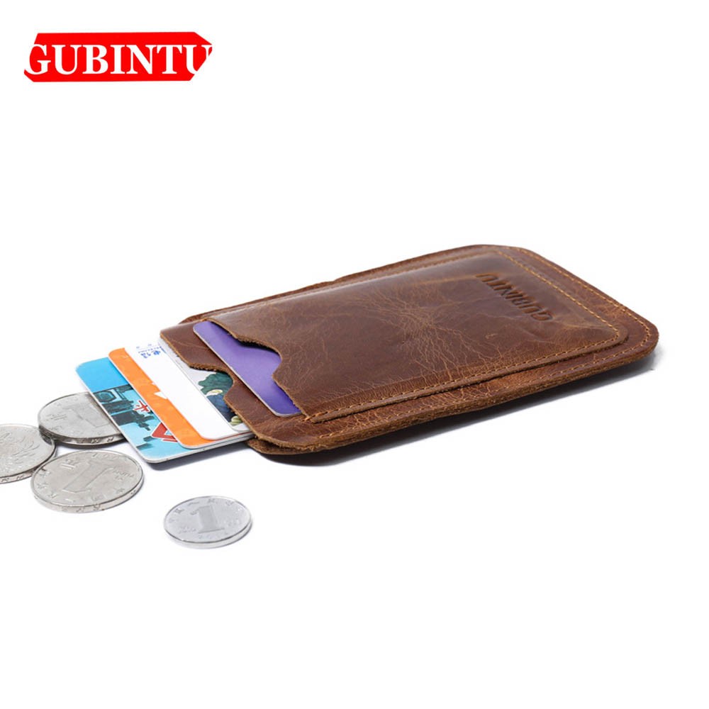 GUBINTU Genuine Leather Card Wallet Simple Design ID Card Holder Traffic Card Pocket Classic High Quality Brand Male Wallet