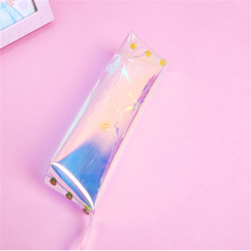 Small Transparent Cosmetic Bag Laser Pen Bag Cute Travel Makeup Bag Women Holographic Brush Bags Student Small Pencil Pouch