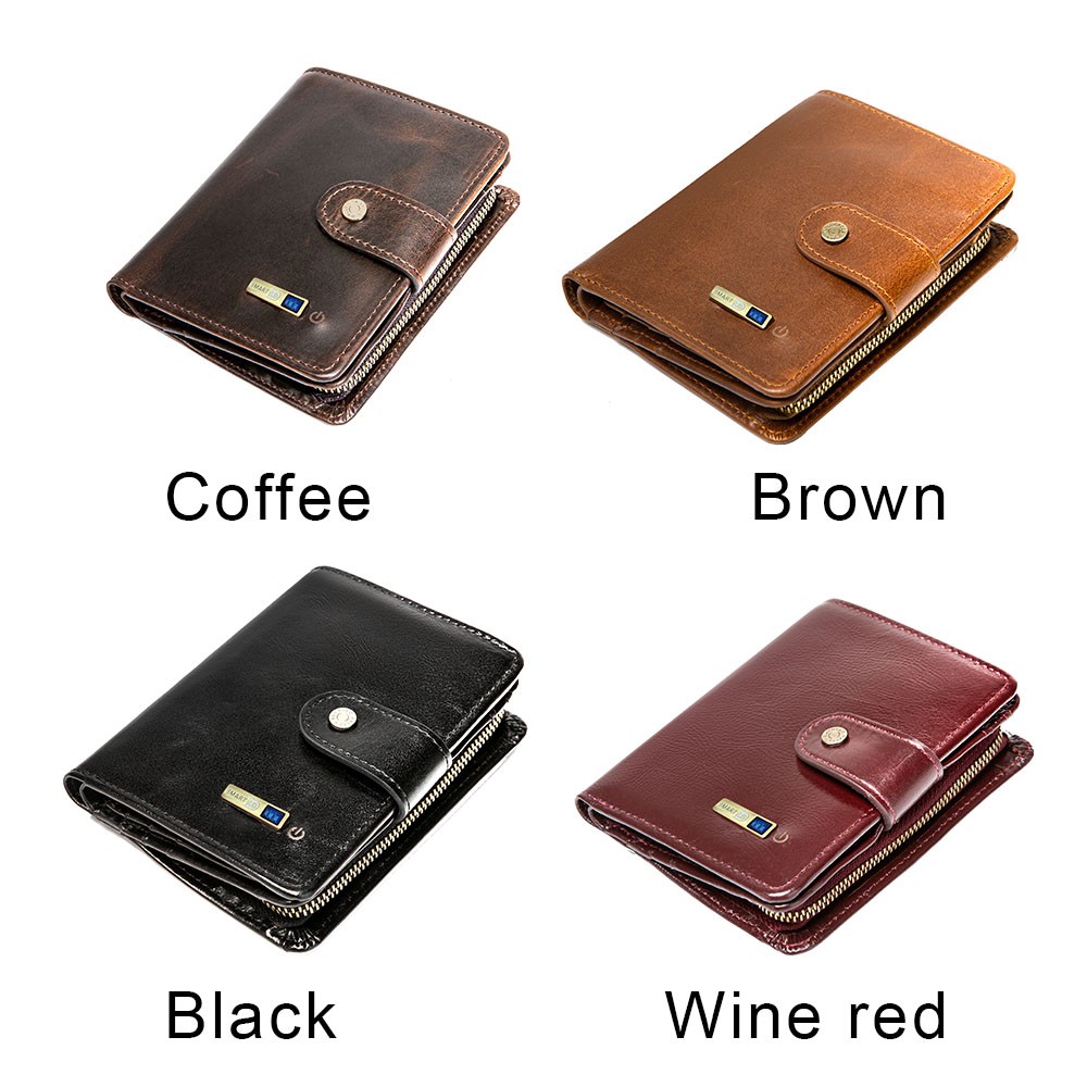 Bluetooth Smart Wallet Compatible Anti-lost Genuine Leather Men Wallets Card Holder Wallet Finder Gifts Free Engraving