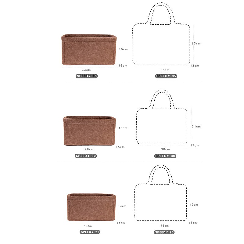 Felt Insert Bag Fit For Speedy 16 20 25 30 35 Women Bag Female Organizer For Cosmetic Pocket Mirror Keep Shape Improve Inner Space