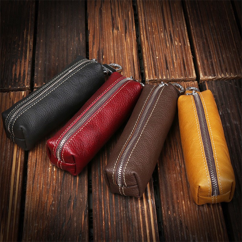 Fashion Genuine Cowhide Leather Key Bag for Men and Women High Quality Key Holder Small Business Key Case for Women Wallet