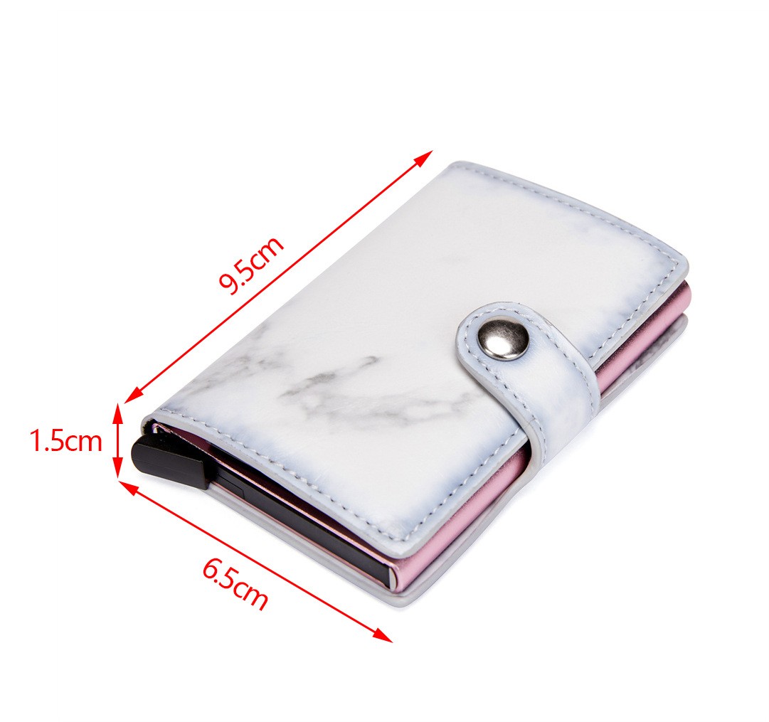 Marble card package aluminum alloy RFID anti-theft credit card box business card box simple PU Leather Wallet