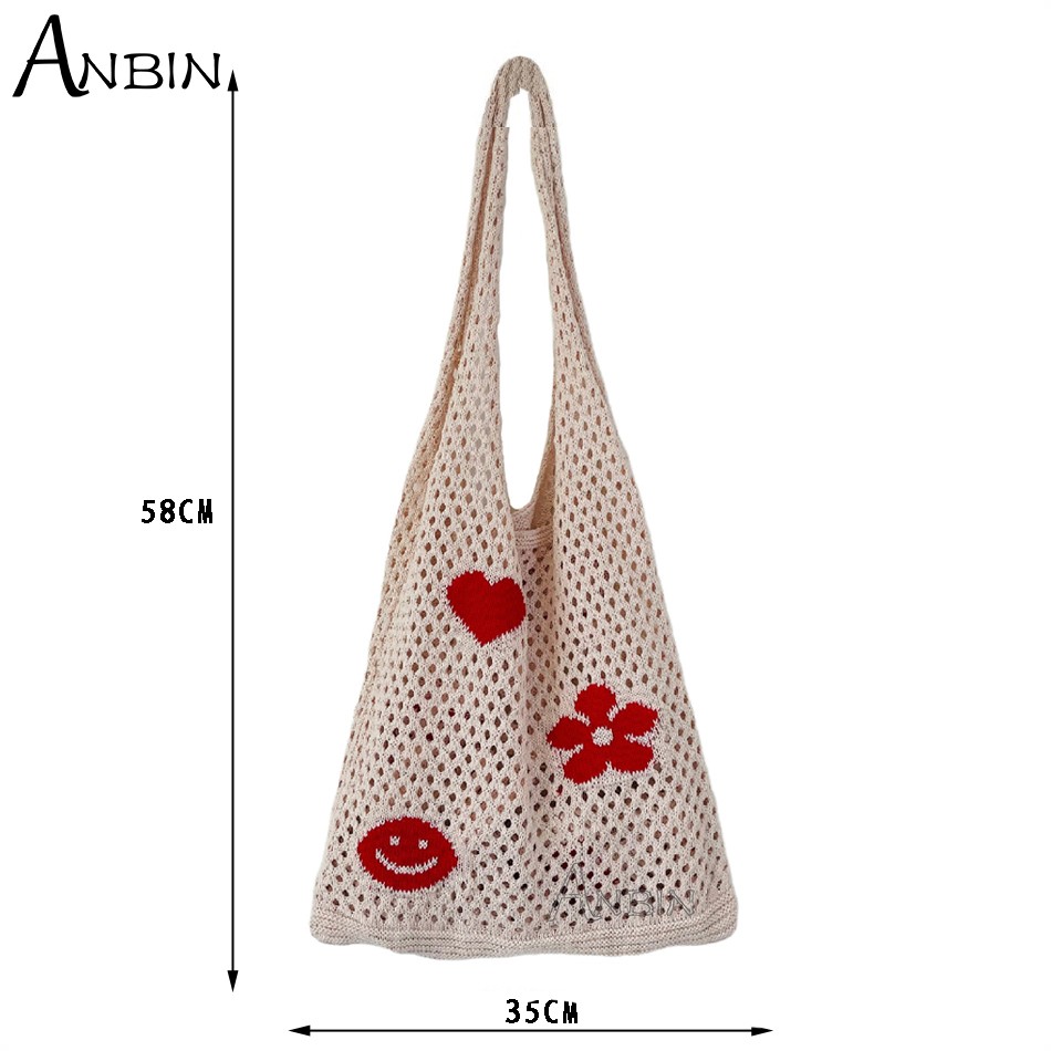 Fashion Knitted Sweater Women Shoulder Bags Floral Summer Beach Handbags Crochet Bag Large Capacity Handbag Female Designer Shopper