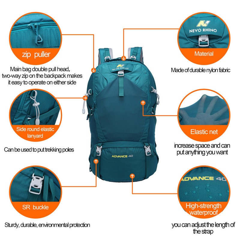 nevo rhino 40l in prova waterproof shoes unisex pacote de viagem saco caminhadas or r livre montanhismo escalada