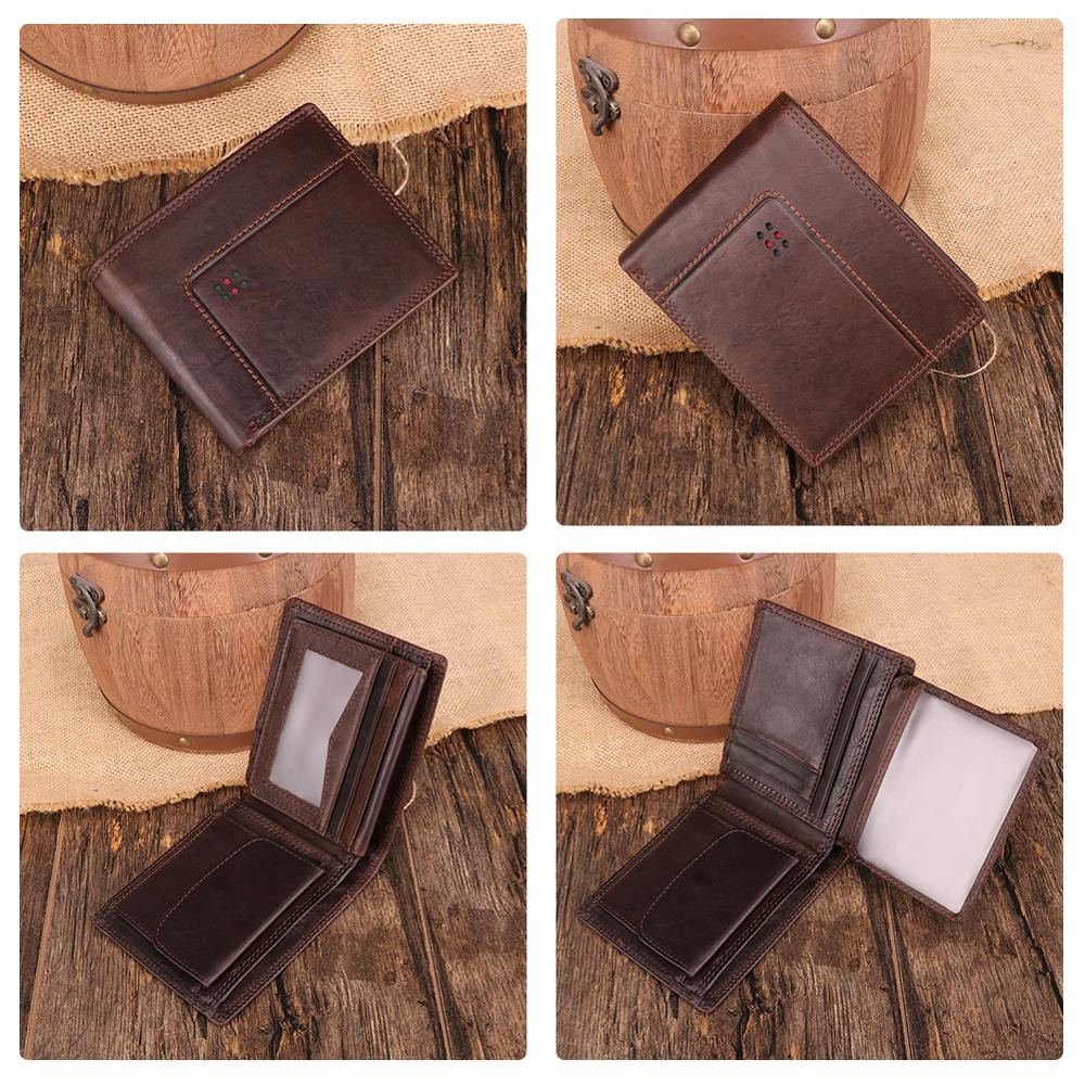 GENODERN New Rfid Bifold Mens Wallets Business Men's Wallet Male With Coin Pocket Portomonee Card Holder Photo Holder Small Wallet