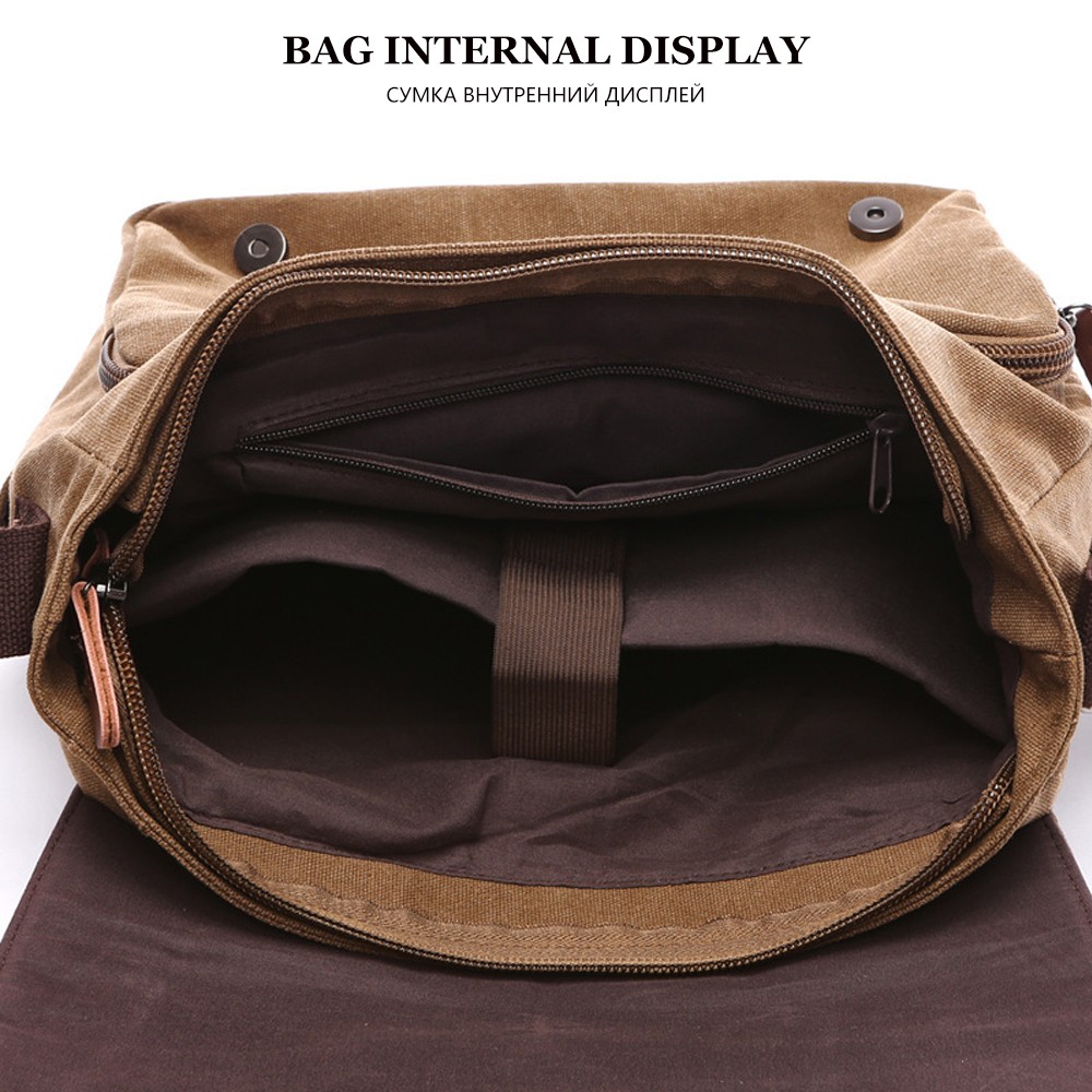 MARKROYAL - Men's Canvas Shoulder Bag, High Quality Laptop Shoulder Bag