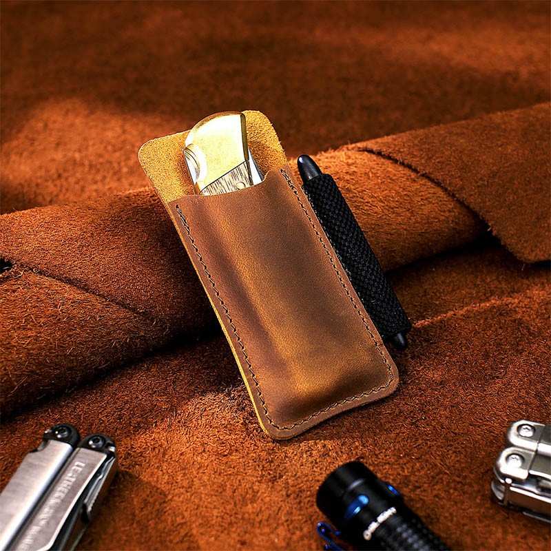 حقيبة جيب جلدية EASYANT ، منظم EDC ، حزام ، مشبك ، لقلم Buck 110 Space
