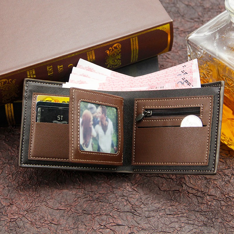 Men Wallet Money Bag Solid Color Leather Business Small Wallet Vintage Famous Male Wall Coin Purse