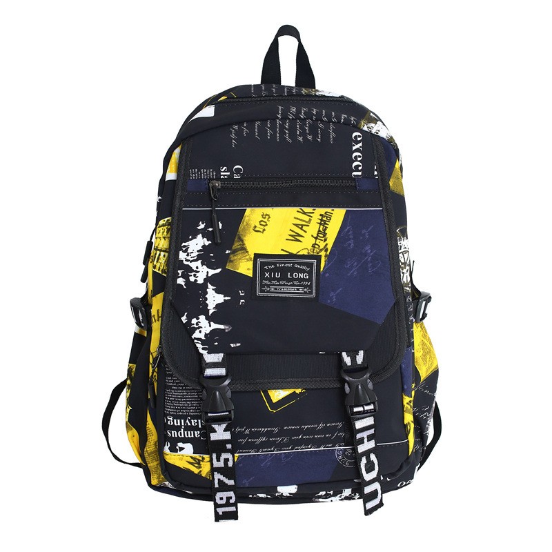 graffiti backpack laptop men canvas school bags teenage large cartoon letters printing backpacks travel bag sac mochila