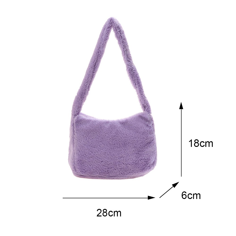 New fall winter soft plush shoulder bag for women 2021 cherry print underarm bag ladies furry fluffy handbags and purses