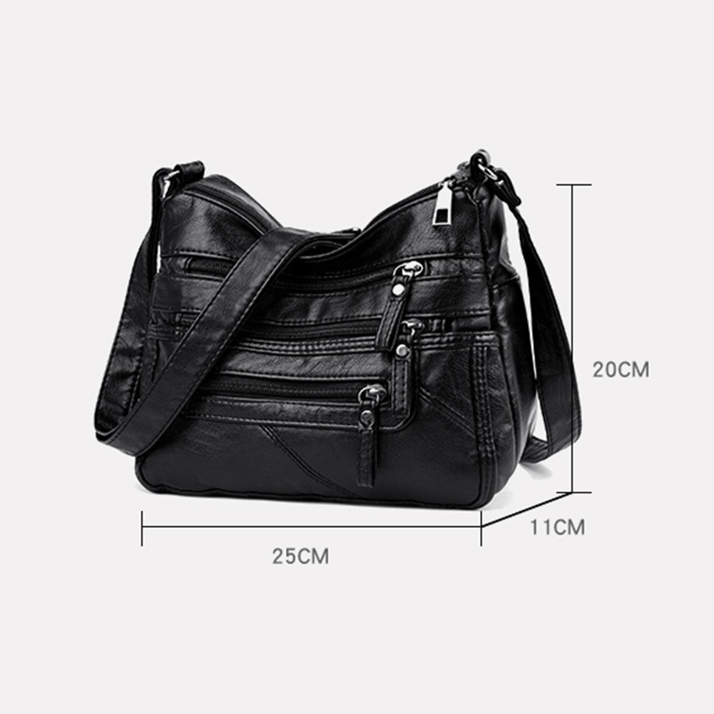 Fashion Solid Crossbody Bag Women Casual PU Shopping Street Shoulder Bags Large Capacity Multi Zipper Mother Handbag Handle