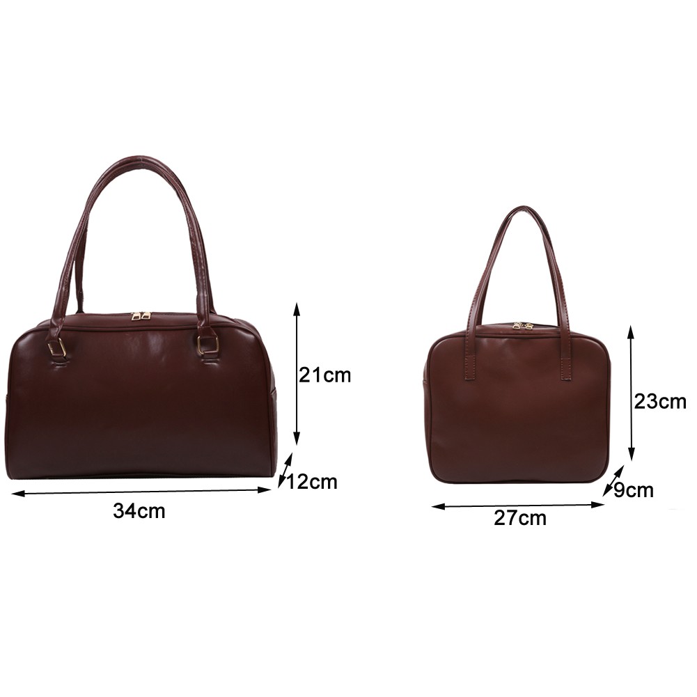 Retro Fashion PU Leather Women Shoulder Underarm Bags Casual Solid Color Large Capacity Top Handle Handbags Female Shoulder Bags