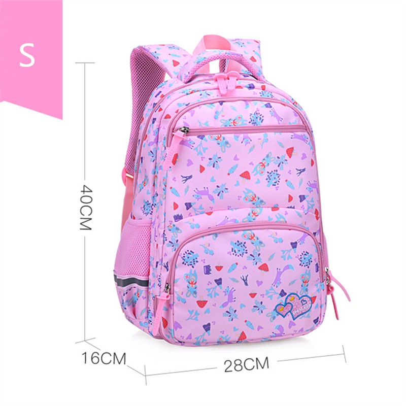 Cartoon Floral Print School Backpack For Girls , 1-6 Orthopedic School Bags For Girls